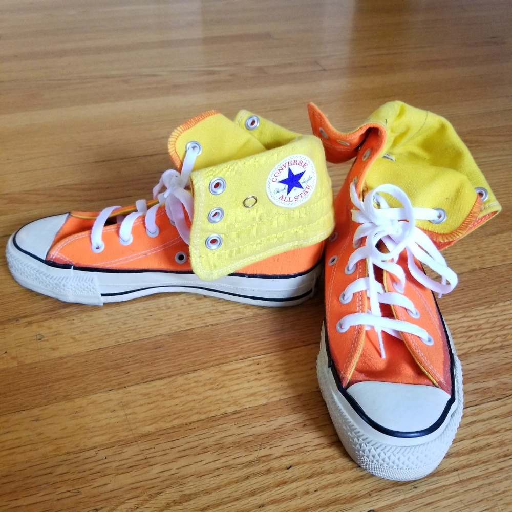 Vintage 80s orange extra high Converse. Men's 3.
